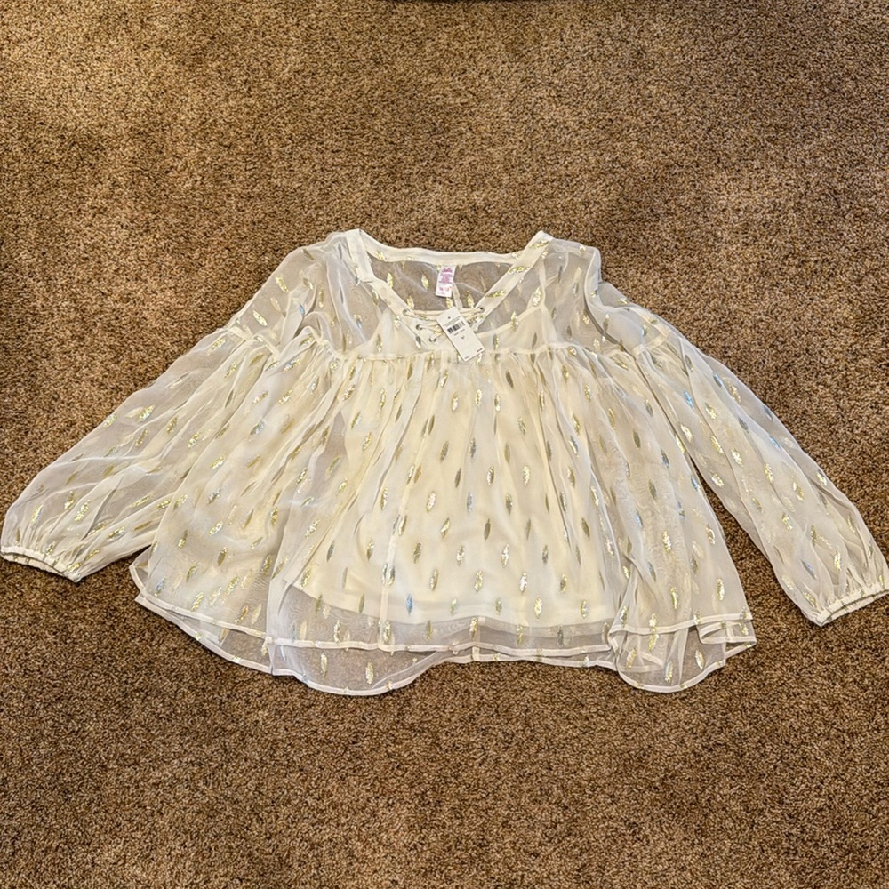 Justice Girls White and Gold Blouse